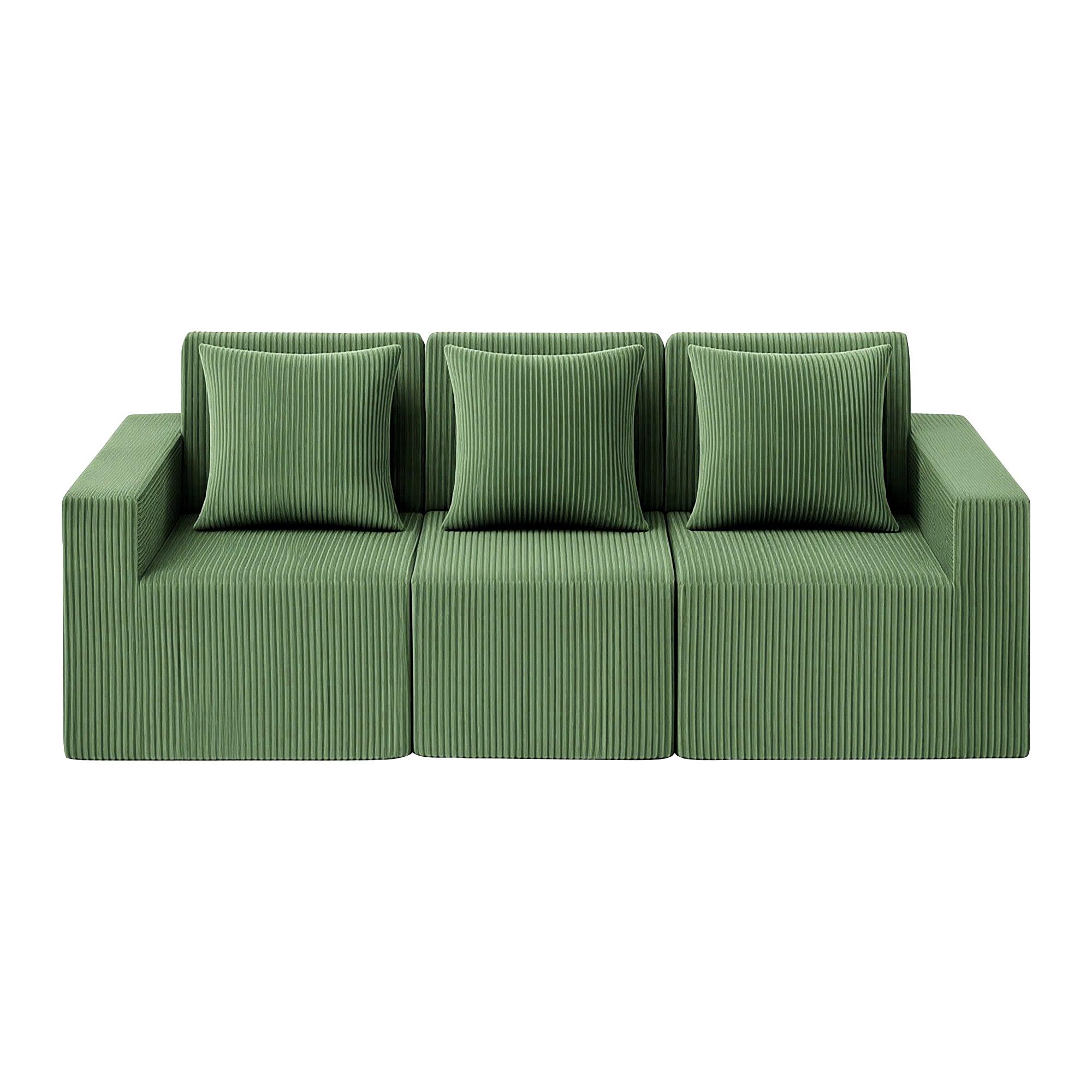 Modular 3-Seater Convertible Sofa Bed Sectional with Deep Seat - Green