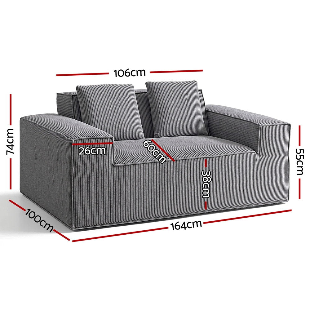 2 Seater Sofa Loveseat Sofas Bed Couch No Assembly Corduroy Small Couches Apartement