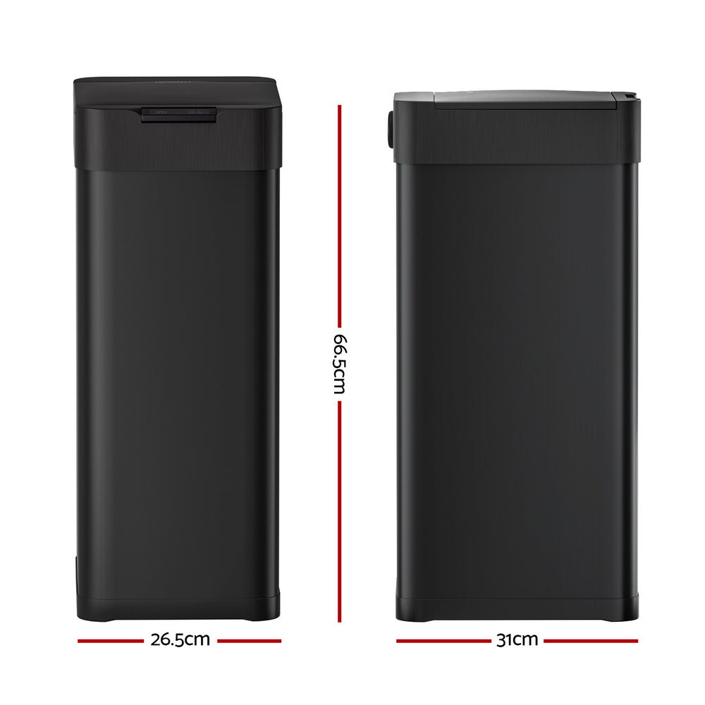 50L Motion Sensor Automatic Kitchen Trash Bin with Soft Close Lid - Black