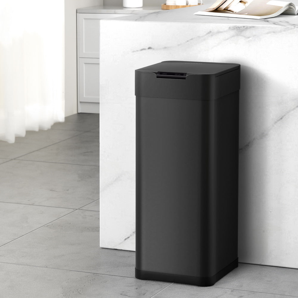 50L Motion Sensor Automatic Kitchen Trash Bin with Soft Close Lid - Black
