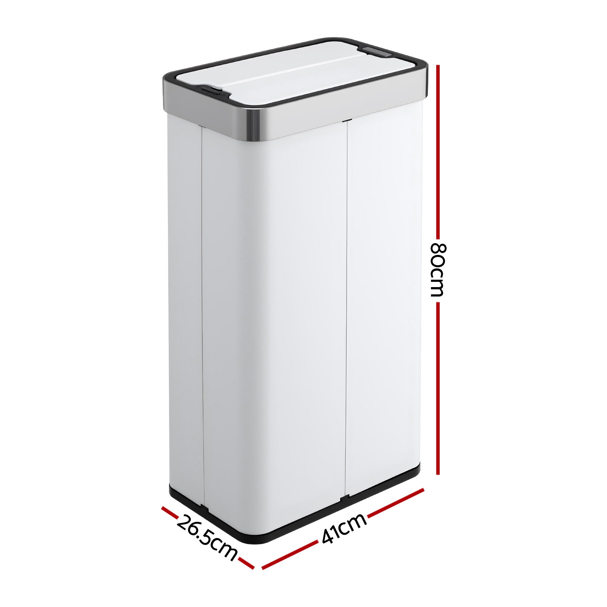 Rubbish Bin 70L Automatic Sensor Kitchen Bin, Slim Smart Garbage Can Touchless Rectangular with Liner Holder, Fully Closed Lid for Bedroom, Bathroom, Living Room, White