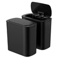 Automatic Trash Bin 2PCS with Lid 11L Motion Sensor Kitchen Bin Touchless Garbage Can Modern Black Plastic Slim Rubbish Bin with Liner Holder for Kitchen, Home, Office