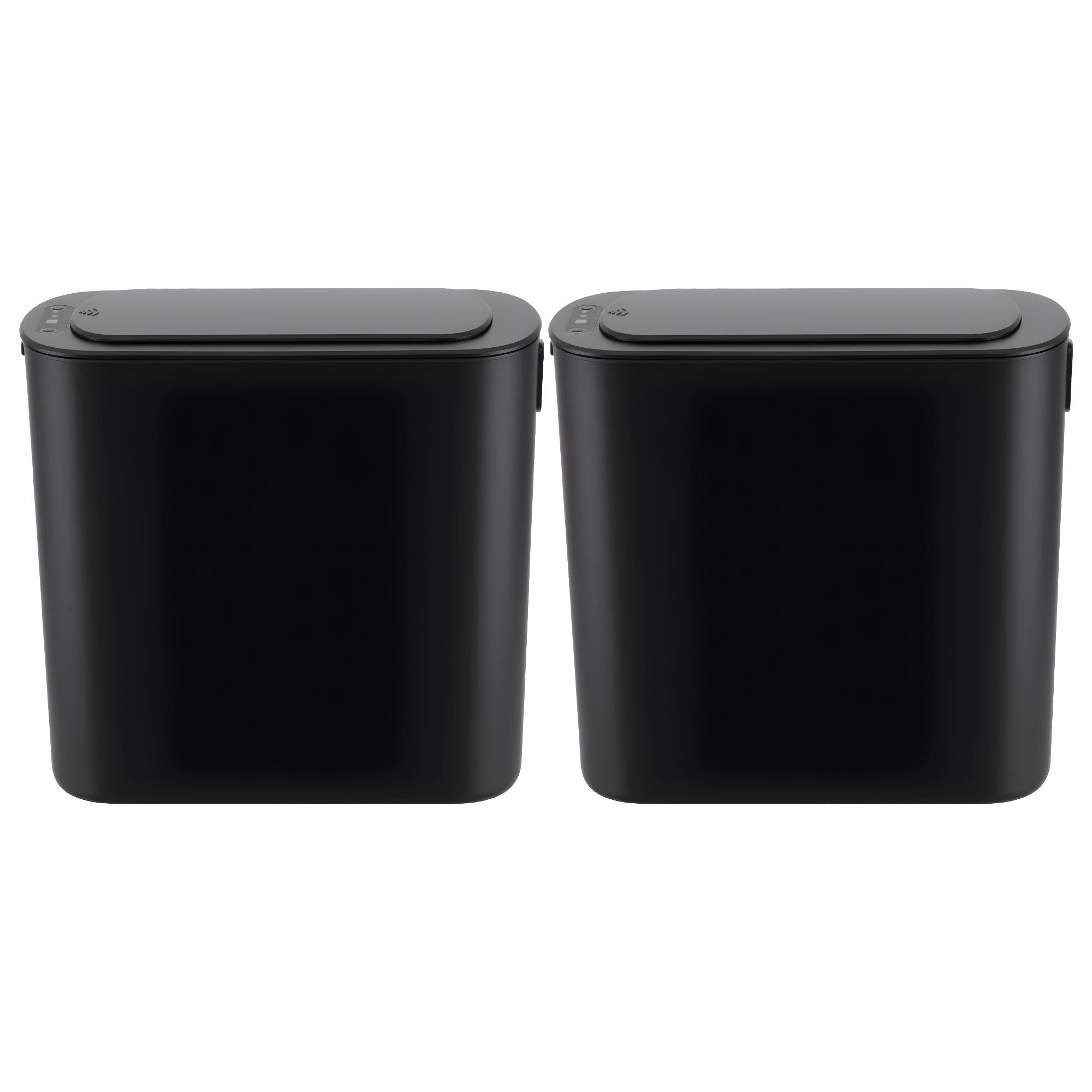 Automatic Trash Bin 2PCS with Lid 11L Motion Sensor Kitchen Bin Touchless Garbage Can Modern Black Plastic Slim Rubbish Bin with Liner Holder for Kitchen, Home, Office