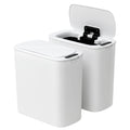Automatic Trash Bin 2PCS with Lid 11L Motion Sensor Kitchen Bin Touchless Garbage Can Modern White Plastic Slim Rubbish Bin with Liner Holder for Kitchen, Home, Office