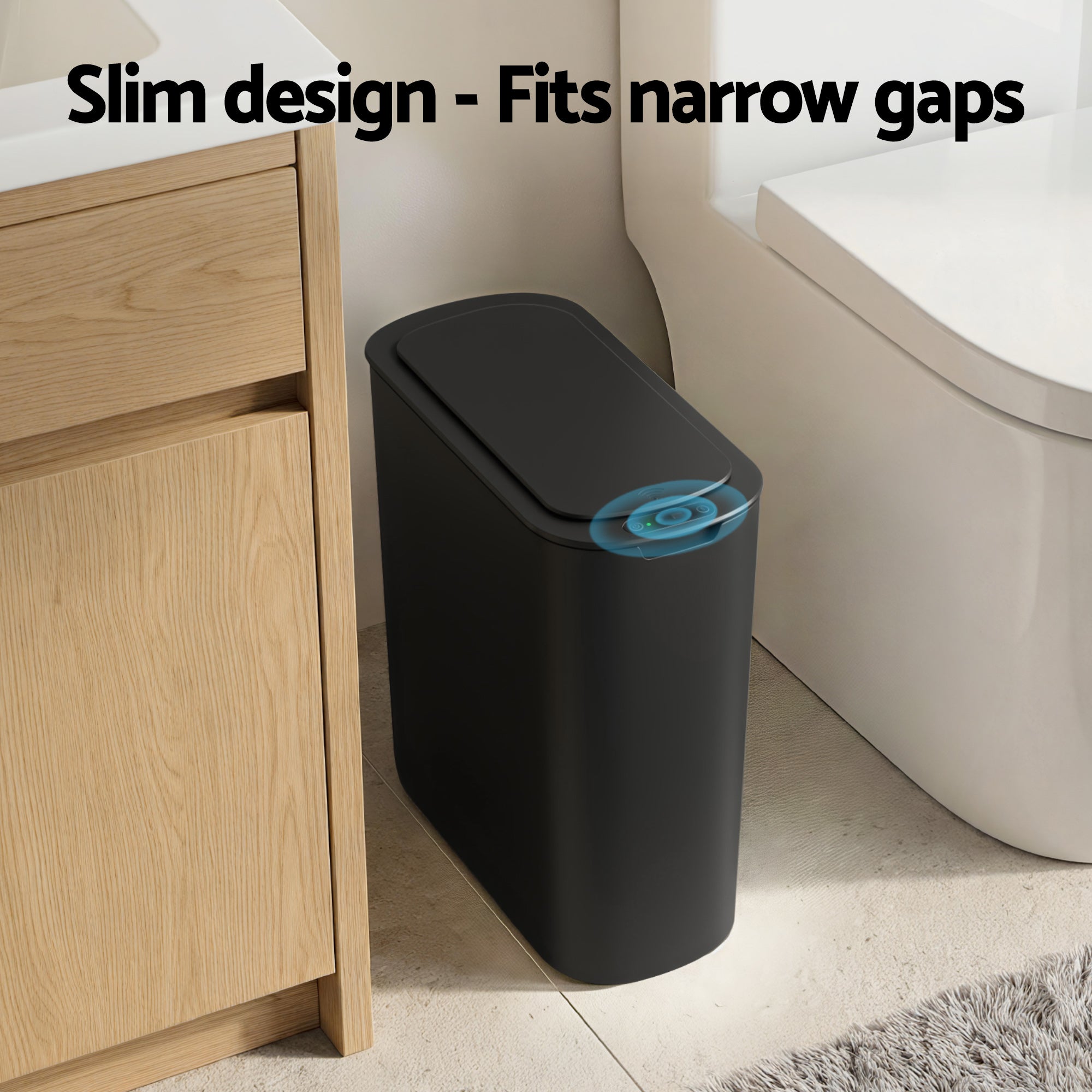 Automatic Trash Bin with Lid 25L Motion Sensor Kitchen Bin Touchless Garbage Can Plastic Slim Rubbish Bin with Liner Holder for Kitchen, Home, Office, Black