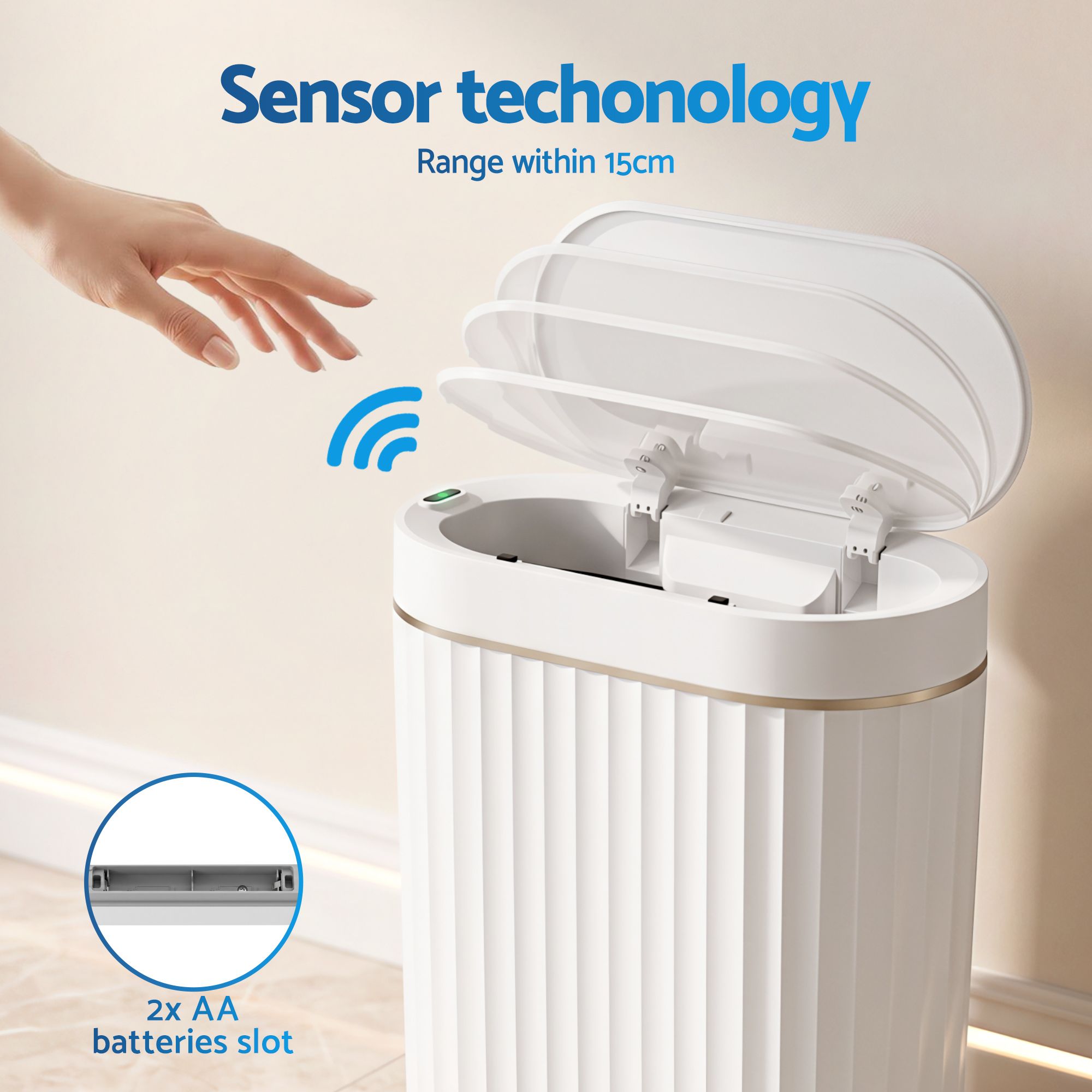 Sensor Bins 7L Motion Sensor Trash Can Slim Touchless Automatic Waste Bin White