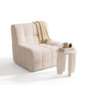 Single Boneless Sofa and Round End Table Set - White