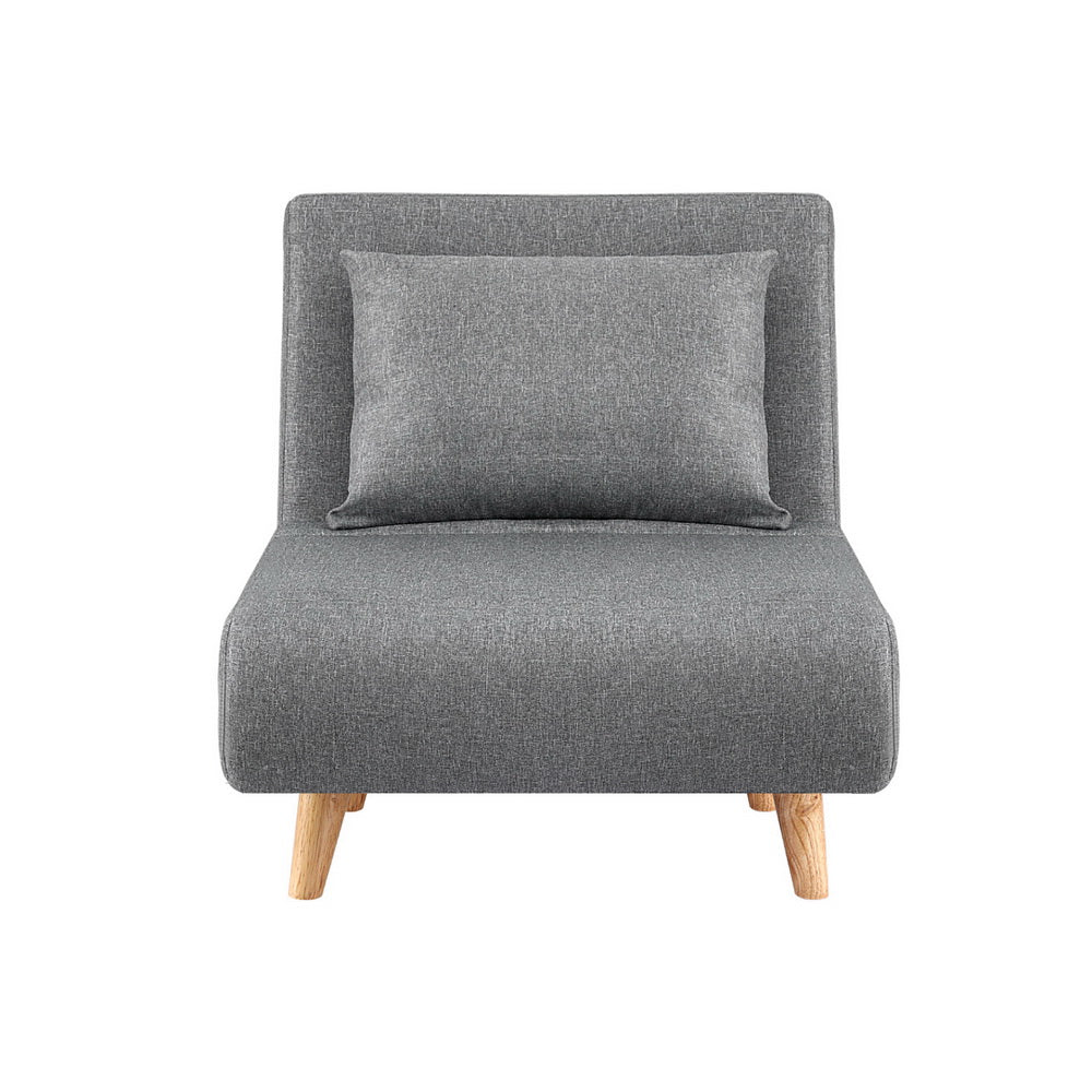 Sofa Bed Convertible Couch Recliner Lounge Chair Linen Grey