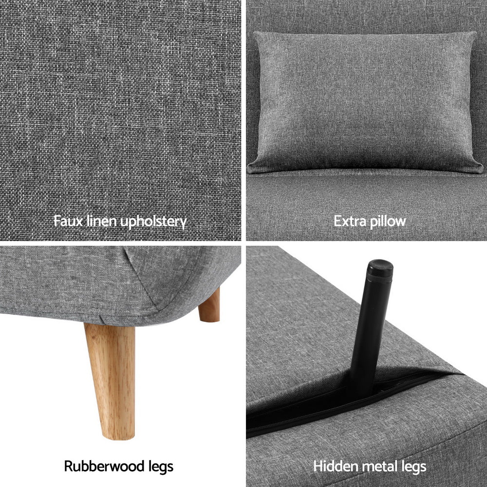 Sofa Bed 2 Seater Convertible Couch Recliner Lounge Chair Linen