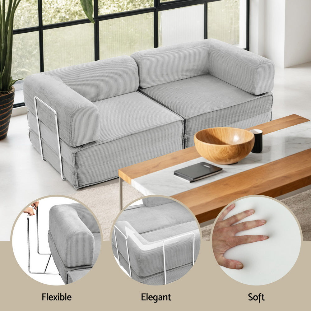 Convertible Folding Sofa Bed Grey