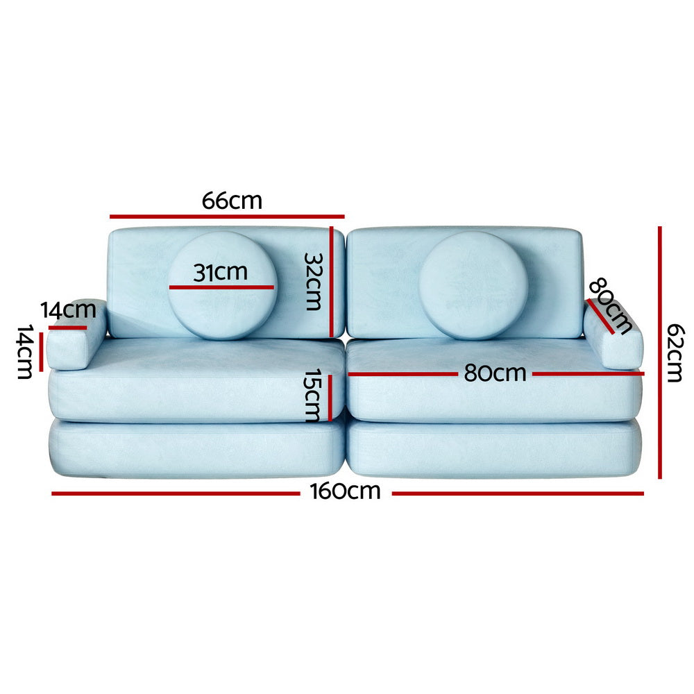 Sofa Bed 2 Seater Couch Kid Play DIY Modular Lounge Chaise Suite Velvet