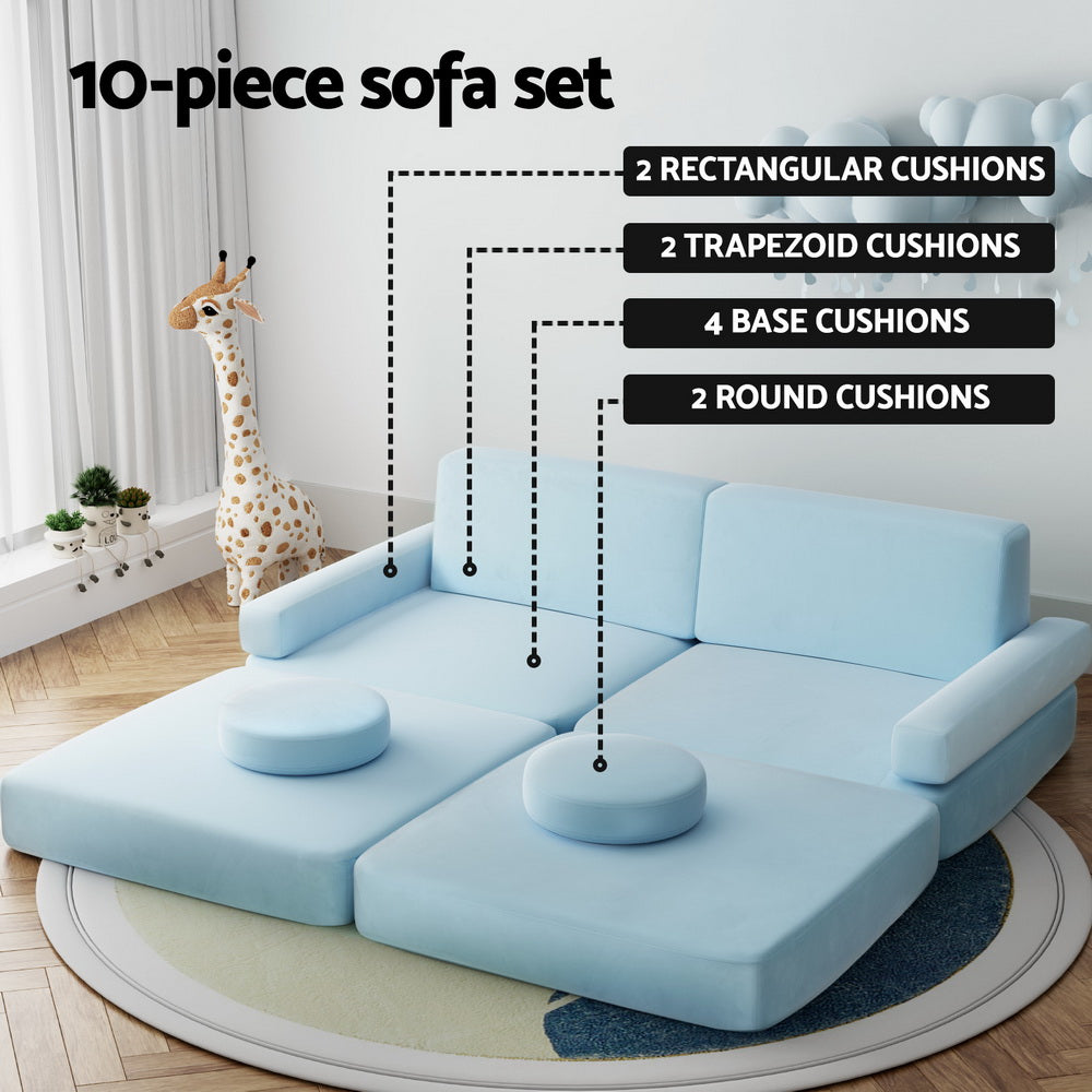 Sofa Bed 2 Seater Couch Kid Play DIY Modular Lounge Chaise Suite Velvet