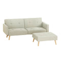 Sofa Bed Lounge Convertible Ottoman Couch Recliner 3 Seater Fabric Beige