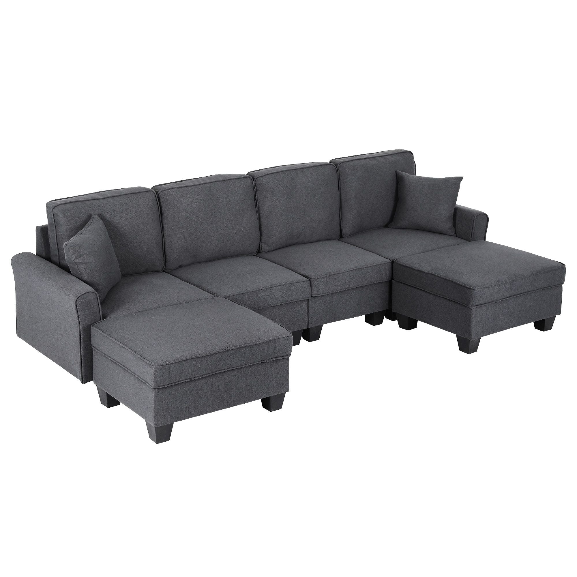Modular Sectional U Shaped Storage Sofa Couches for Living Room Grey