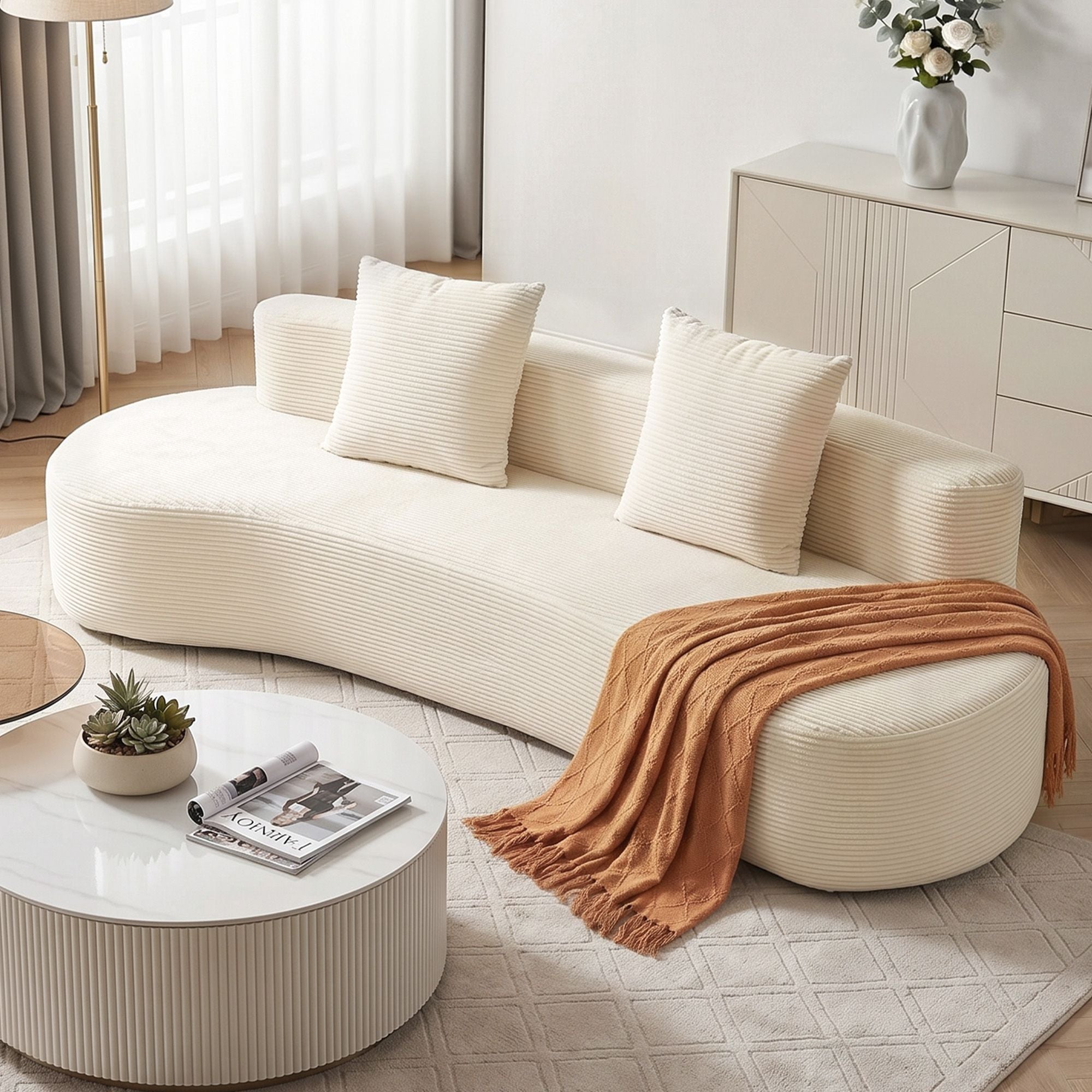 228cm Modular Sofa Bed Sectional Boneless Couches for Living Room No Assembly Required
