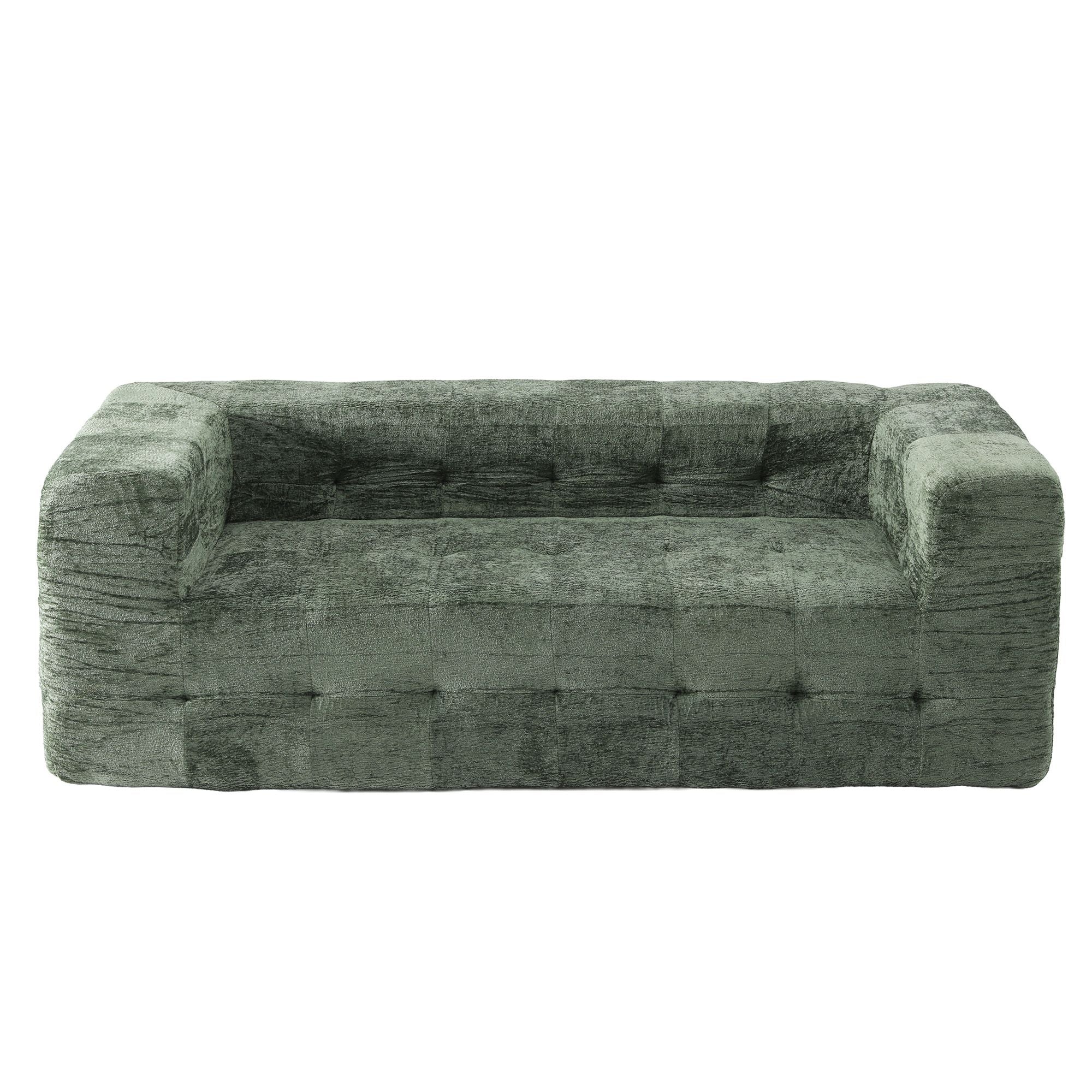 Comfort Boneless Sofa for Living Room Green Luxury Chenille