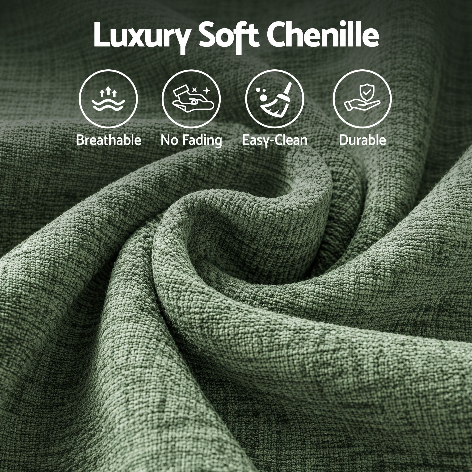 Comfort Boneless Sofa for Living Room Green Luxury Chenille