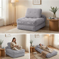 1 Seater Corduroy Convertible Boneless Sofa Bed Pull Out Couch - Grey