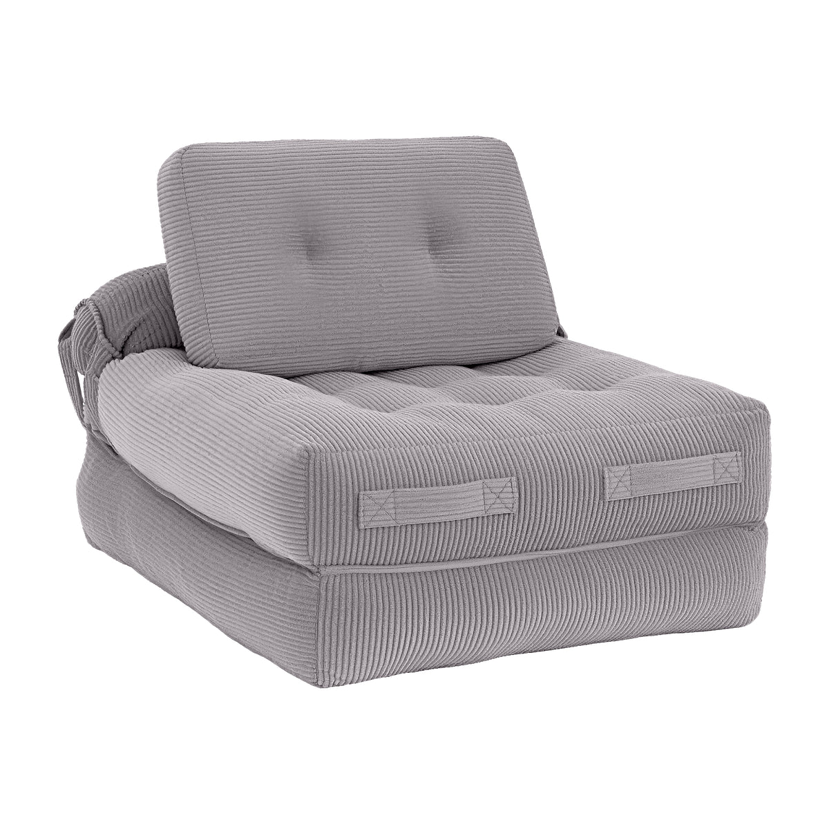 1 Seater Corduroy Convertible Boneless Sofa Bed Pull Out Couch - Grey