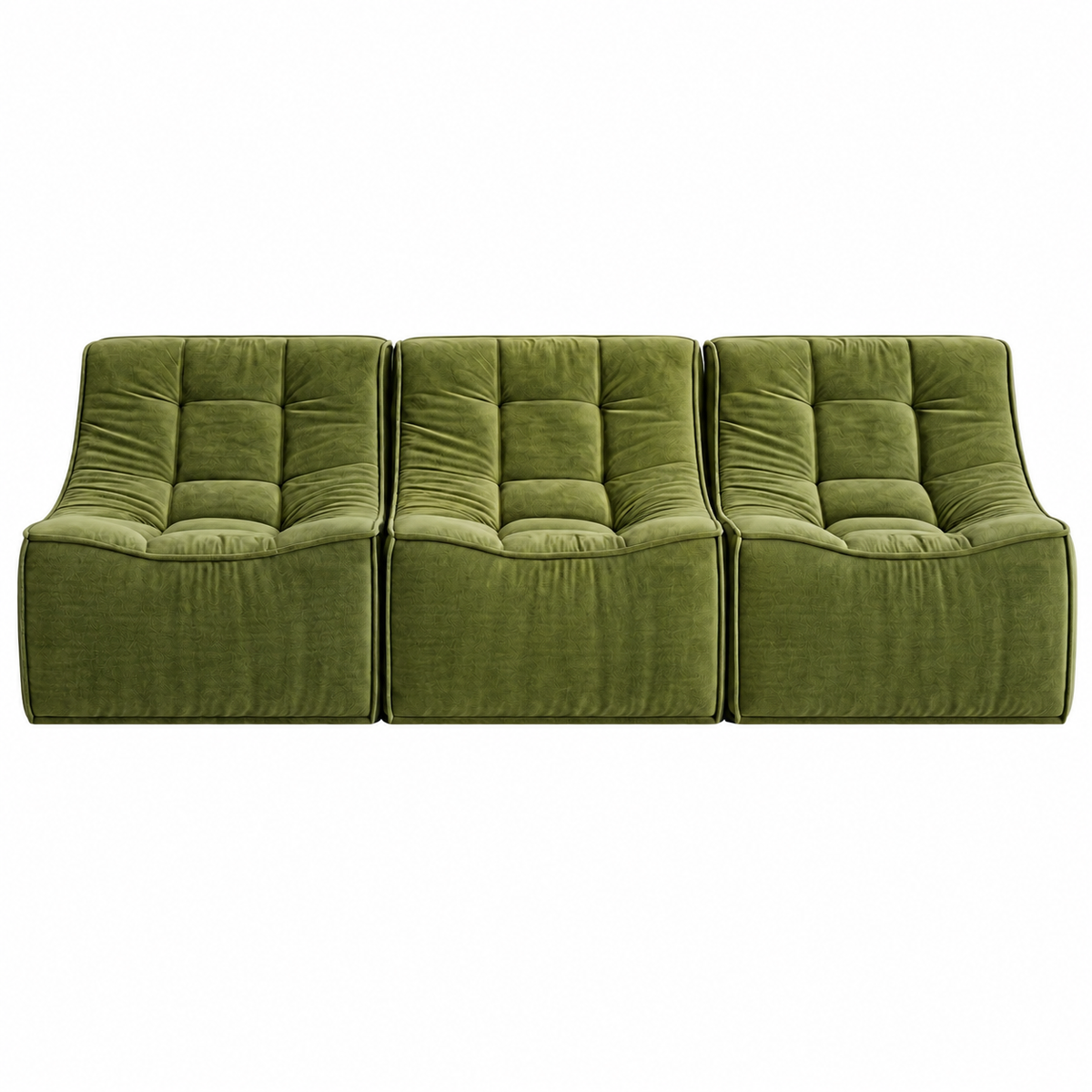 Set of 3 Modular Boneless Sofa Couches No Assembly - Green