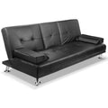 Sofa Bed Lounge Convertible Leather Couch Bed 3 Seater Cupholder Recliner