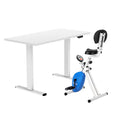 Under Desk Folding X-Bike with 140cm Automatic Standing Desk Magnetic Resistance White