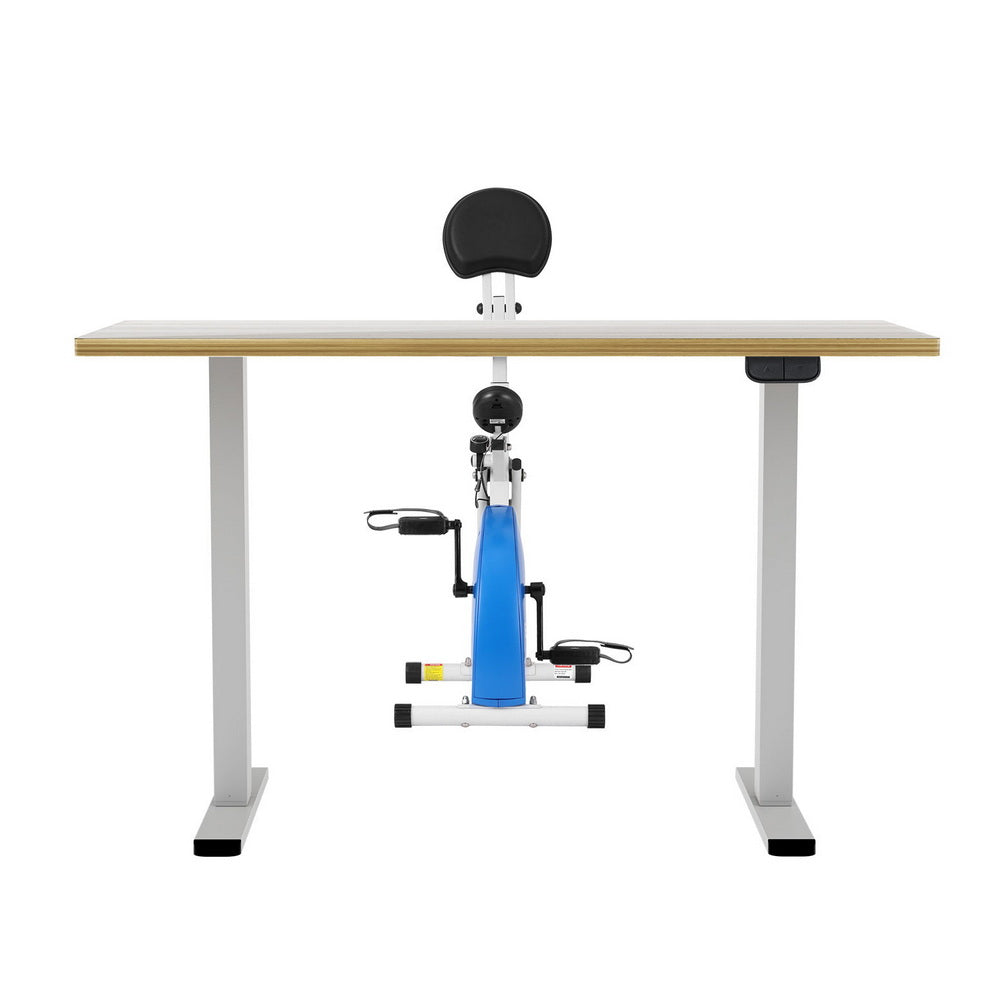 Under Desk Folding X-Bike with 140cm Automatic Standing Desk Magnetic Resistance Oak
