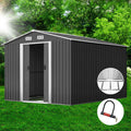 Garden Shed 2.6x3.9M w/Metal Base Sheds Outdoor Storage Workshop Tool Shelter Sliding Door
