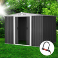 Garden Shed 2.58x2.07M Sheds Outdoor Storage Workshop Metal Shelter Sliding Door
