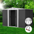 Garden Shed 2.58x2.07M w/Metal Base Sheds Outdoor Storage Double Door Tool