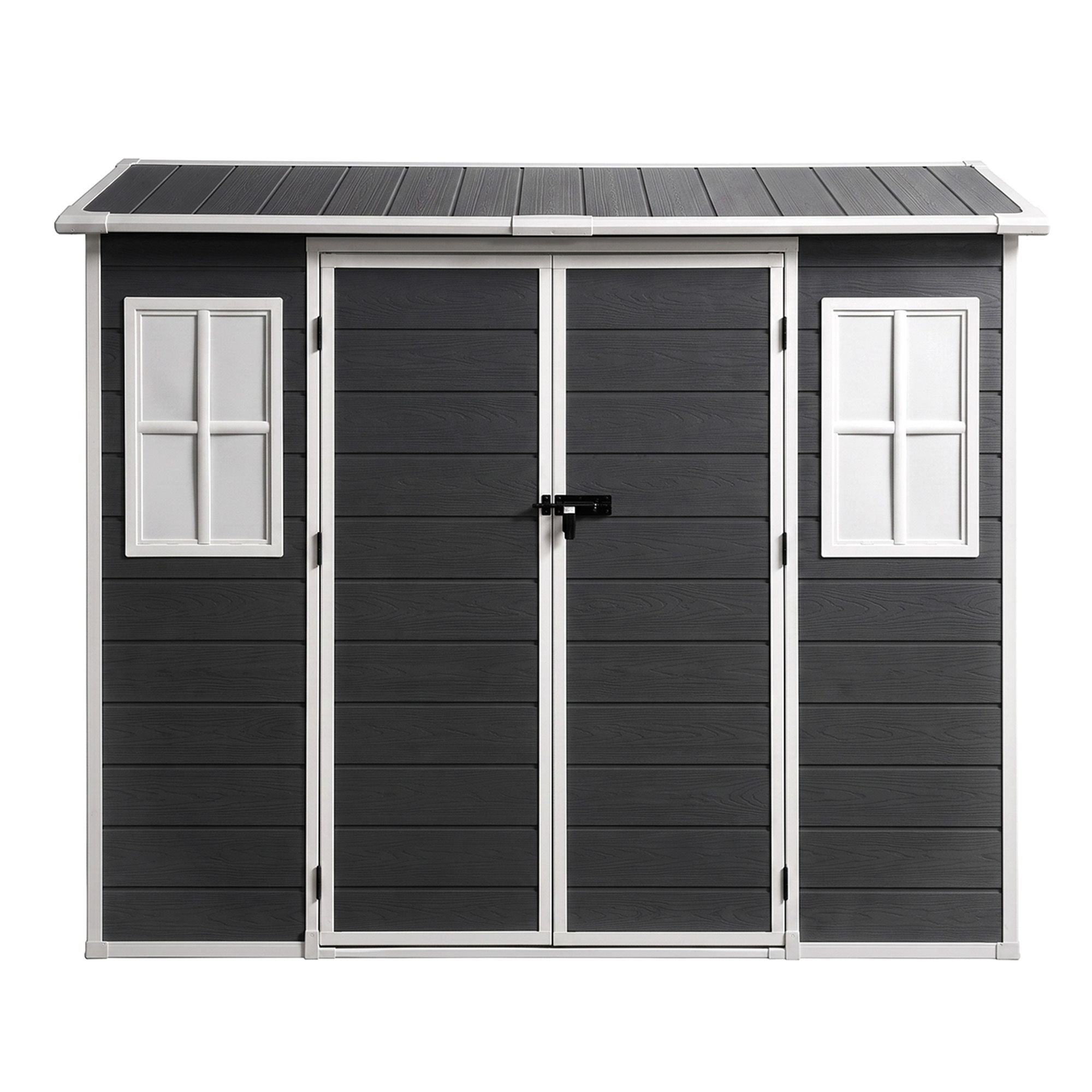 Garden Shed Resin Outdoor Storage Box 2.44x1.31M Tool Shed Backyard Black