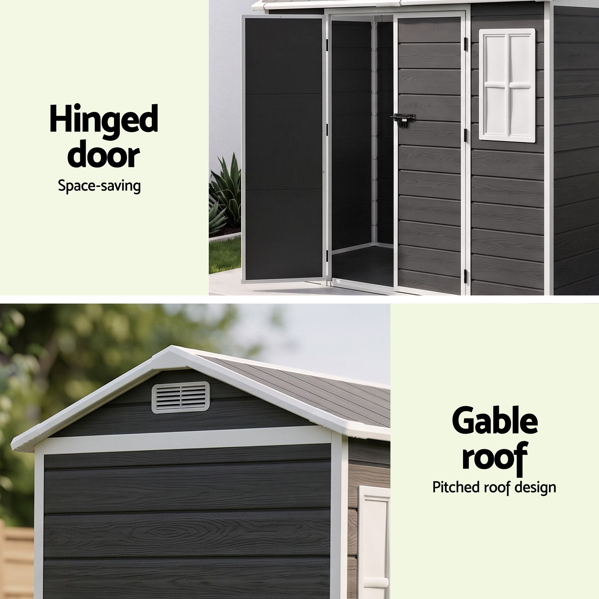 Garden Shed Resin Outdoor Storage Box 2.44x1.31M Tool Shed Backyard Black