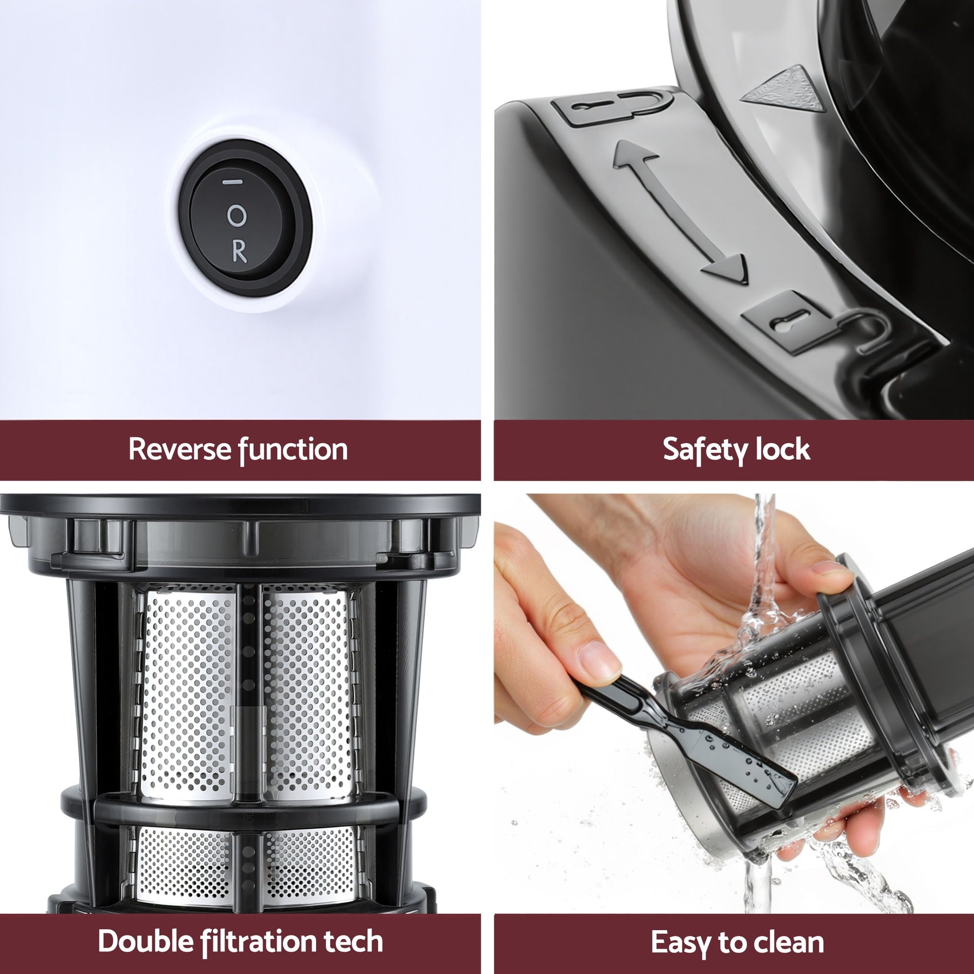 Slow Juicer Cold Press Fruit Juice Extractor 130W - White