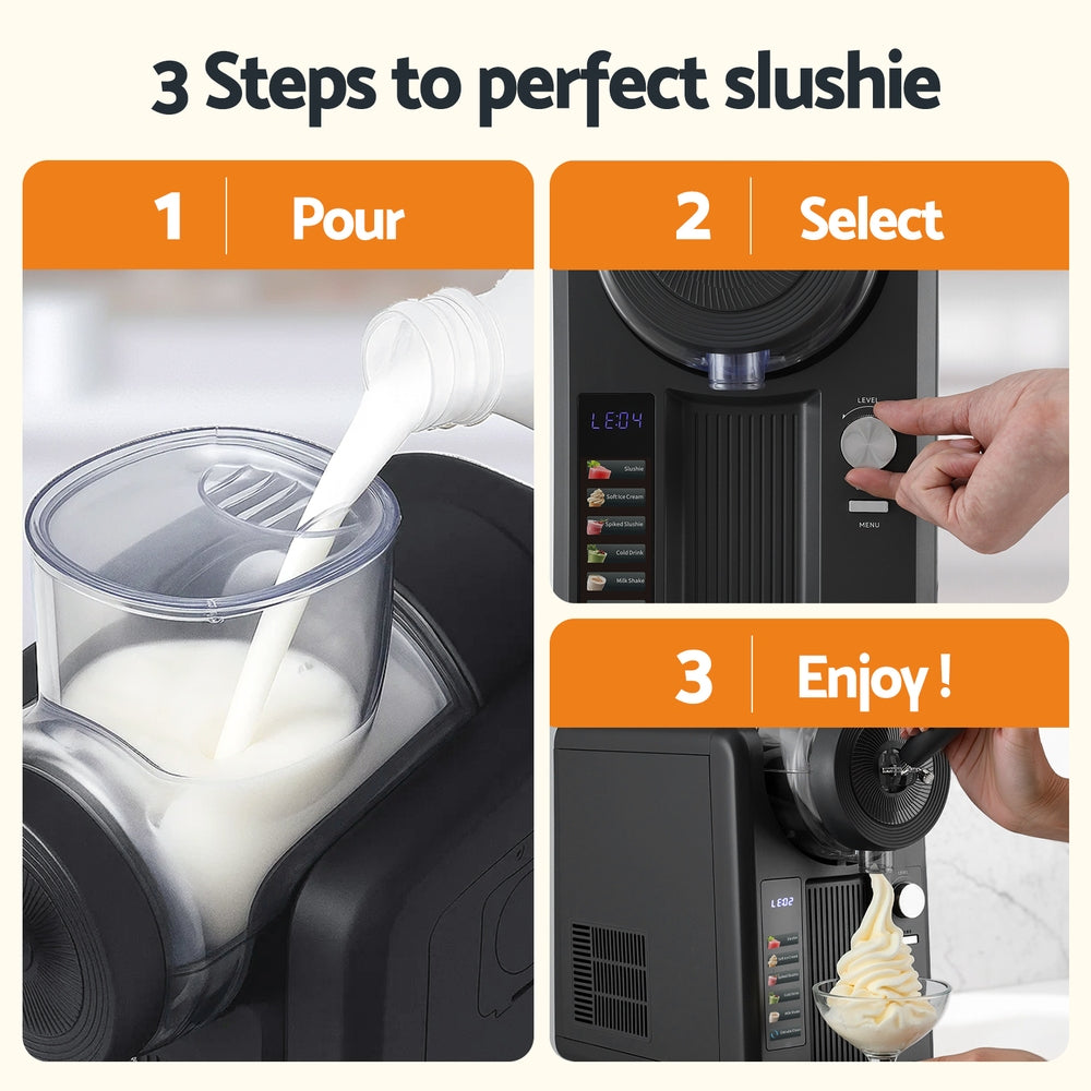 2L Slushie Machine & Ice Cream Maker – Frozen Cocktails, Smoothies & Milkshakes – Black