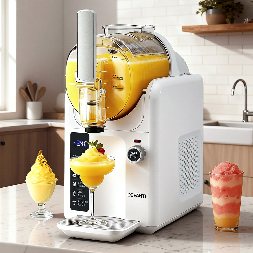 5 in 1 Slushie Machine and Ice Cream Maker 2L White – Soft Serve and Slush Maker