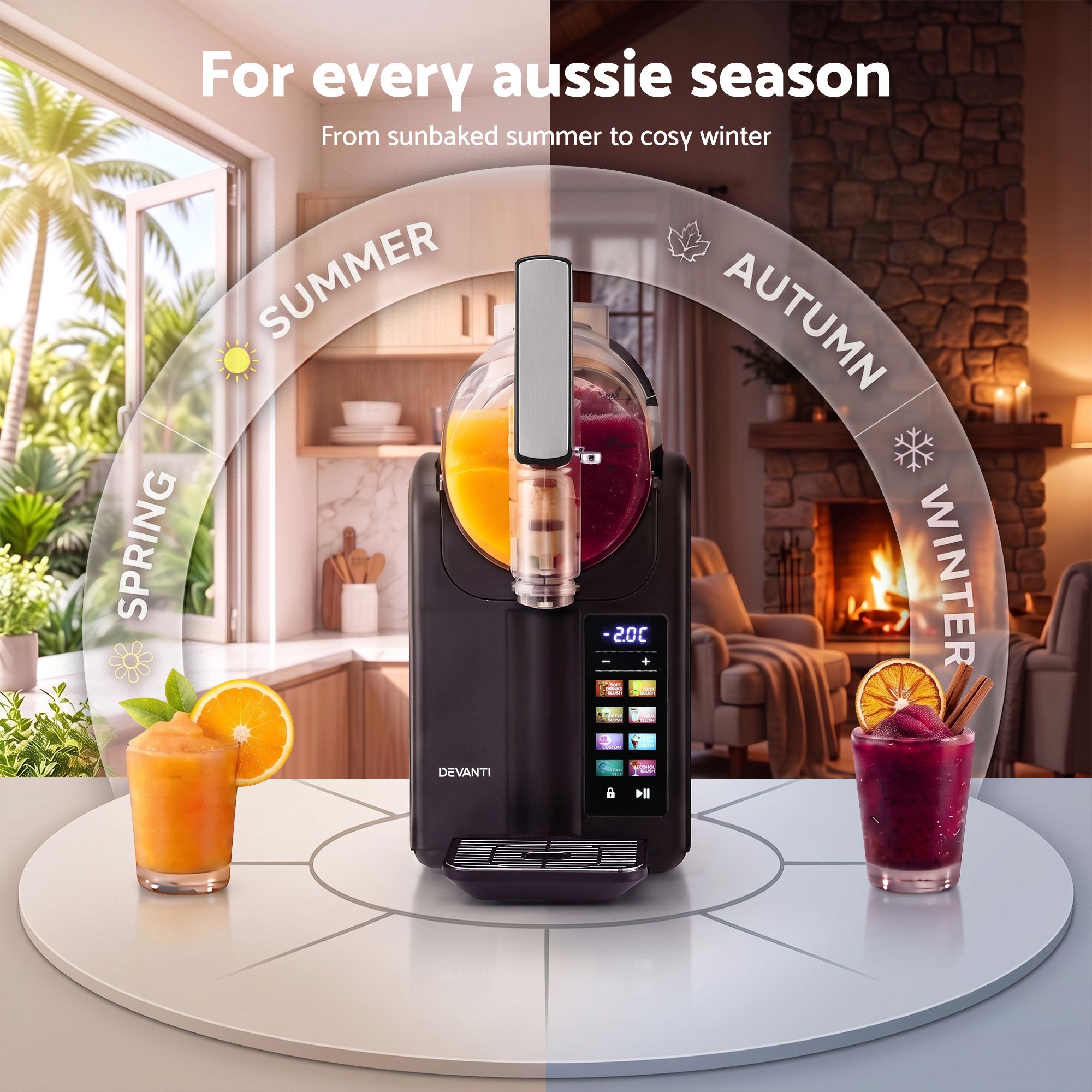 Slushie Machine 2L Frozen Drink Maker Ice Cream Cocktail Slush Maker Black