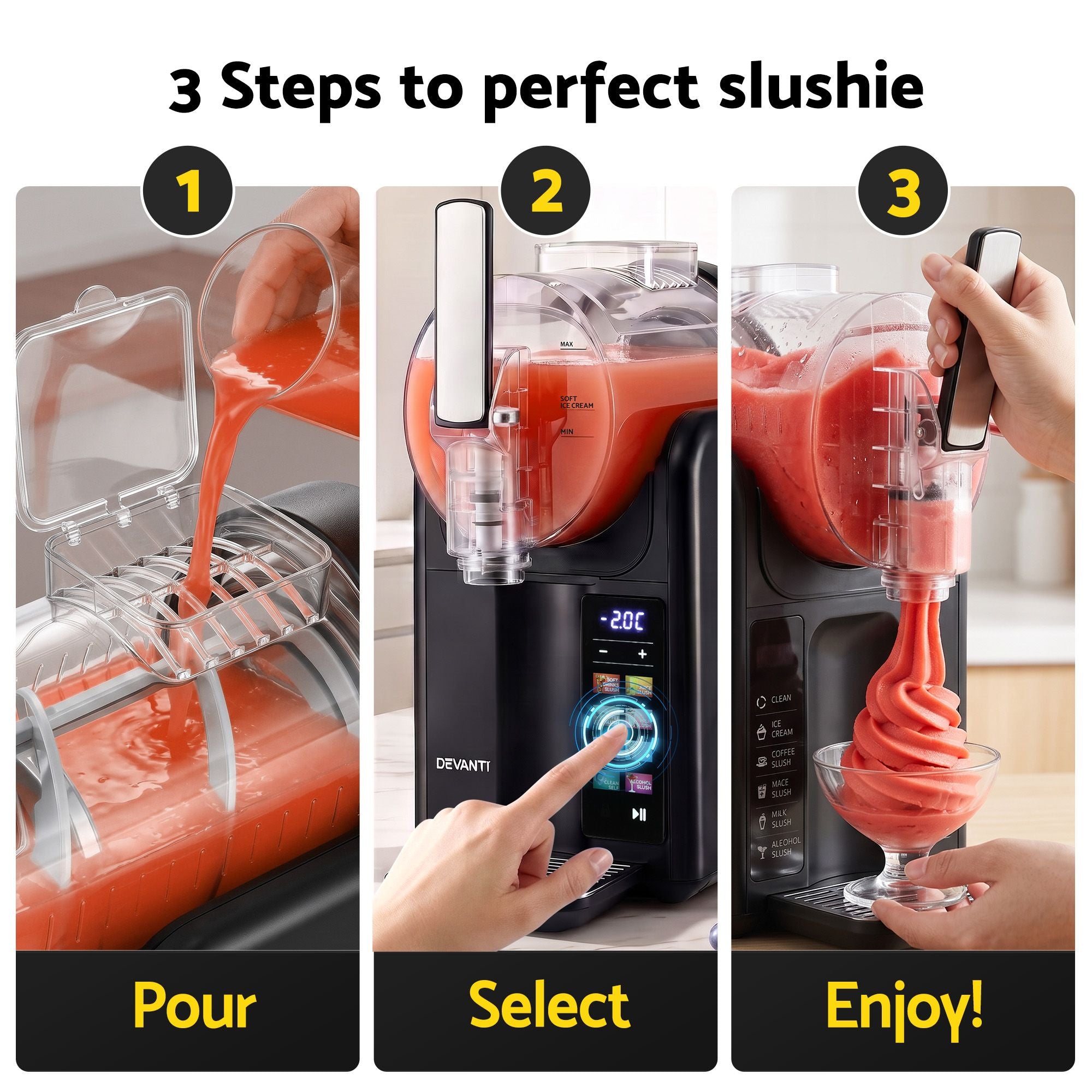 Slushie Machine 2L Frozen Drink Maker Ice Cream Cocktail Slush Maker Black