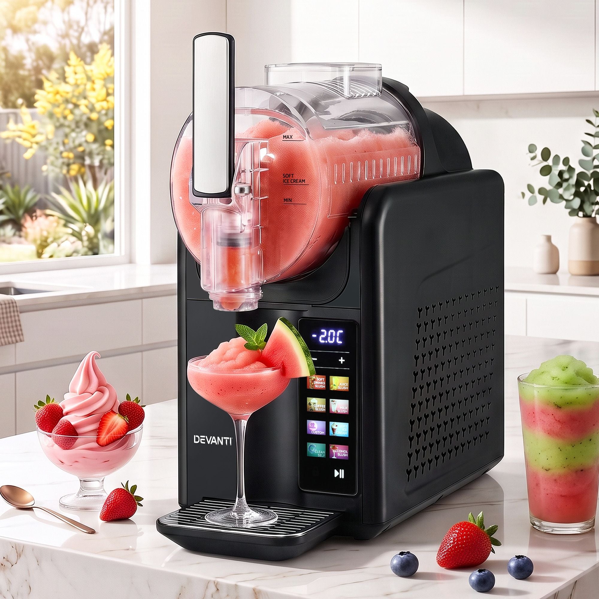 Slushie Machine 2L Frozen Drink Maker Ice Cream Cocktail Slush Maker Black