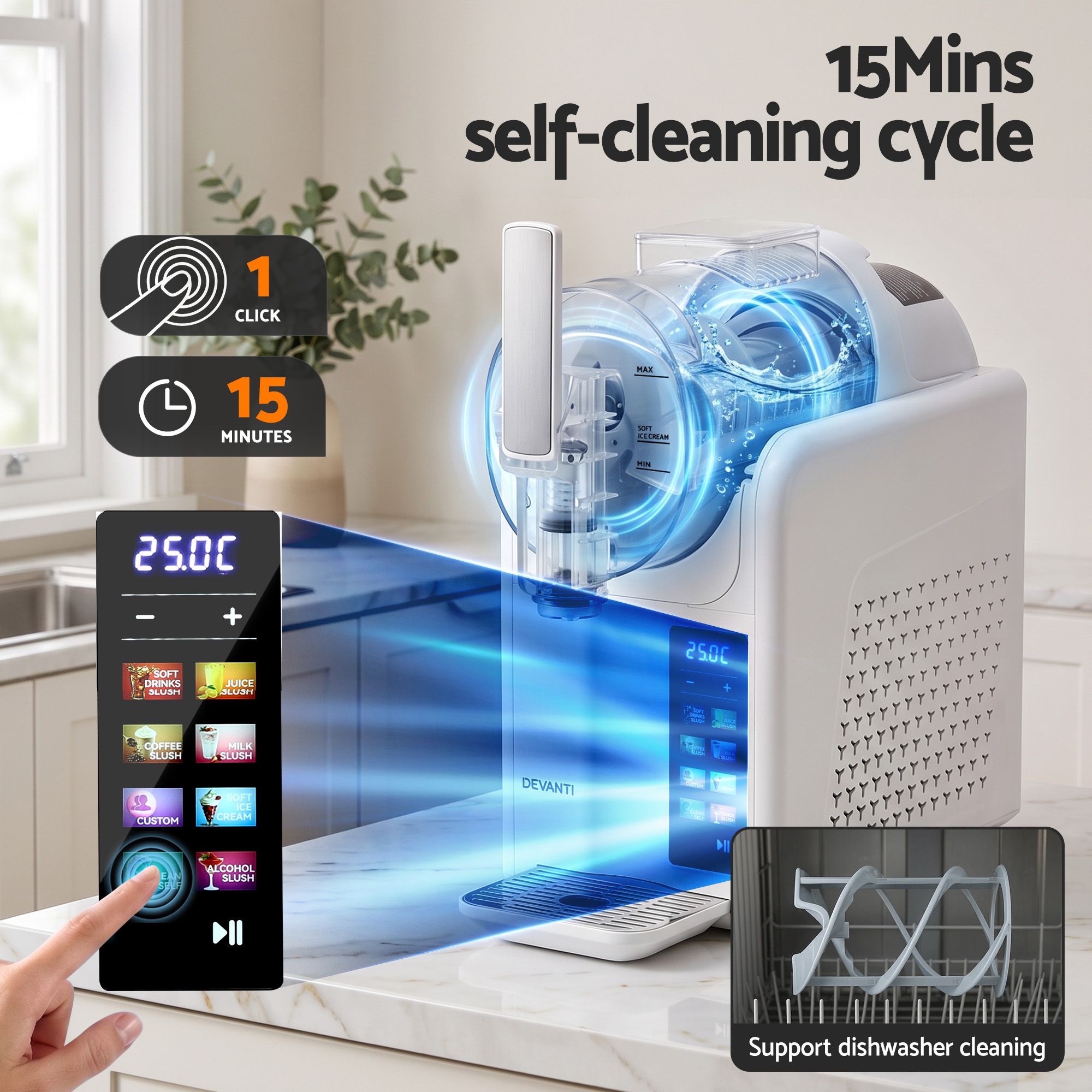 Slushie Machine 2L Frozen Drink Maker Ice Cream Cocktail Slush Maker White