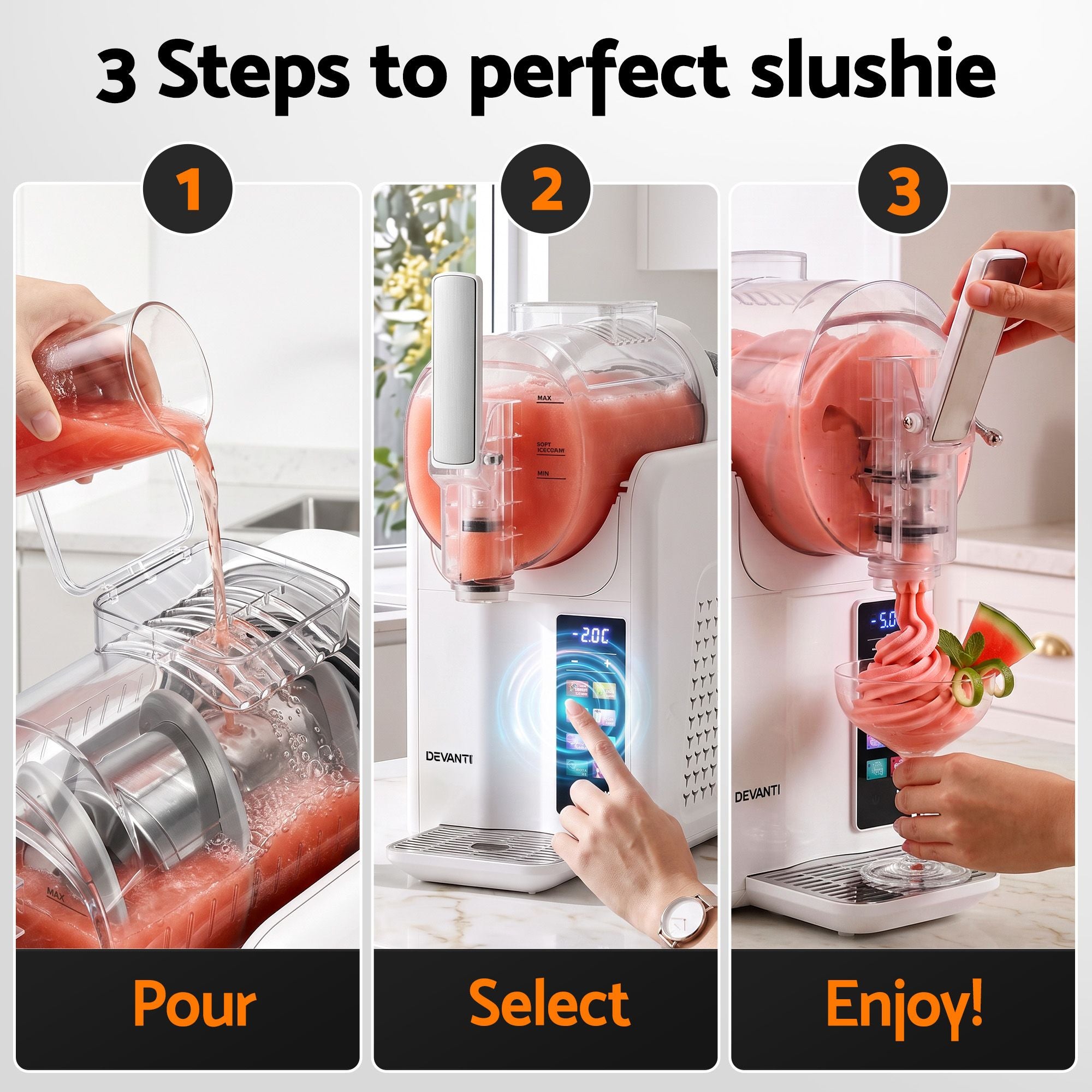 Slushie Machine 2L Frozen Drink Maker Ice Cream Cocktail Slush Maker White
