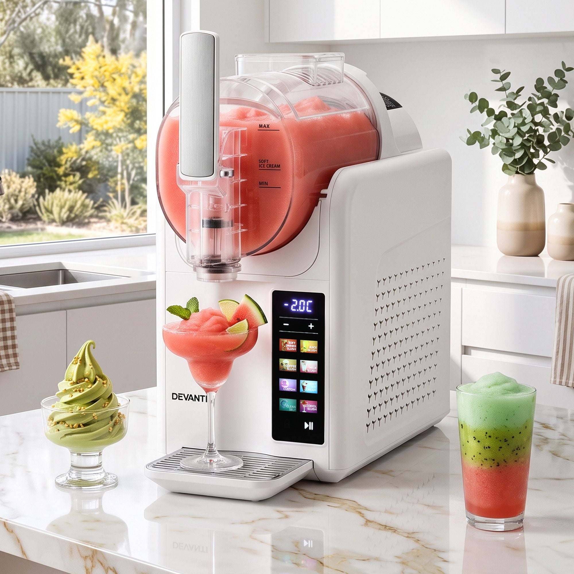 Slushie Machine 2L Frozen Drink Maker Ice Cream Cocktail Slush Maker White
