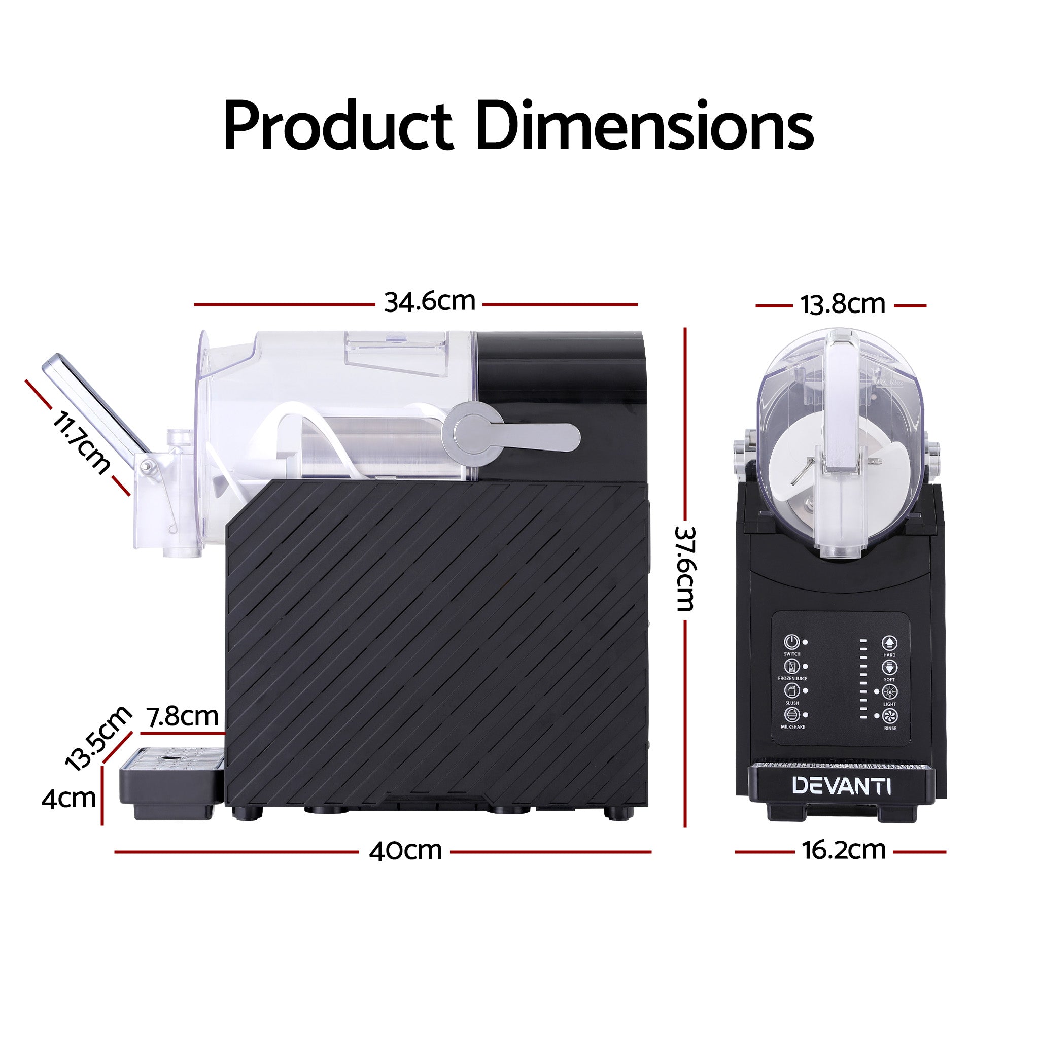 Multi-Function Slushie & Frozen Drink Machine - 1.8L Capacity - Black