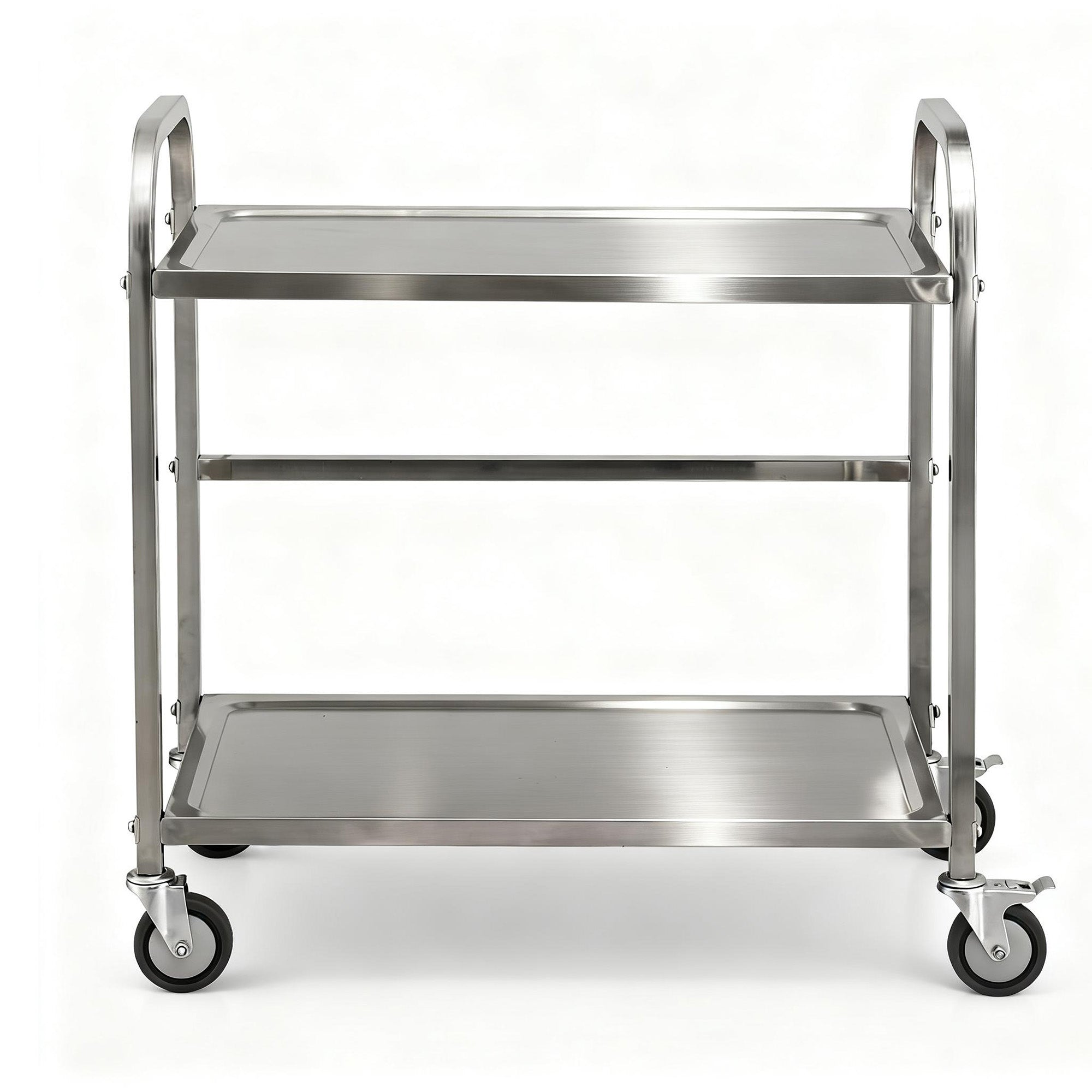 2-Tier Stainless Steel Kitchen Trolley with Wheels 84x56x98cm - Silver