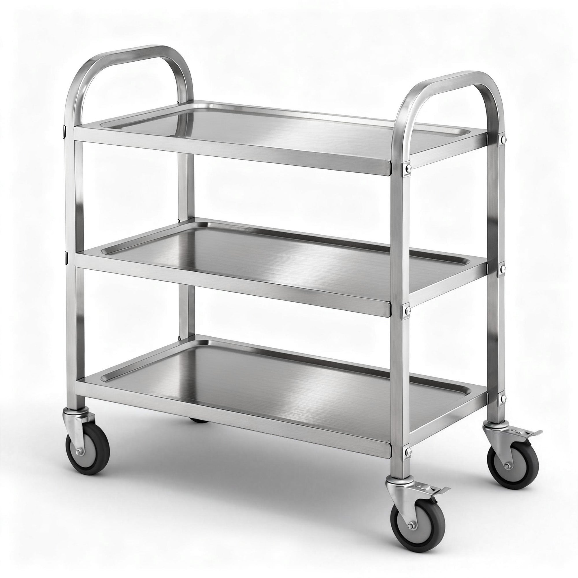 3-Tier Stainless Steel Kitchen Trolley with Wheels 89x50x83cm - Silver