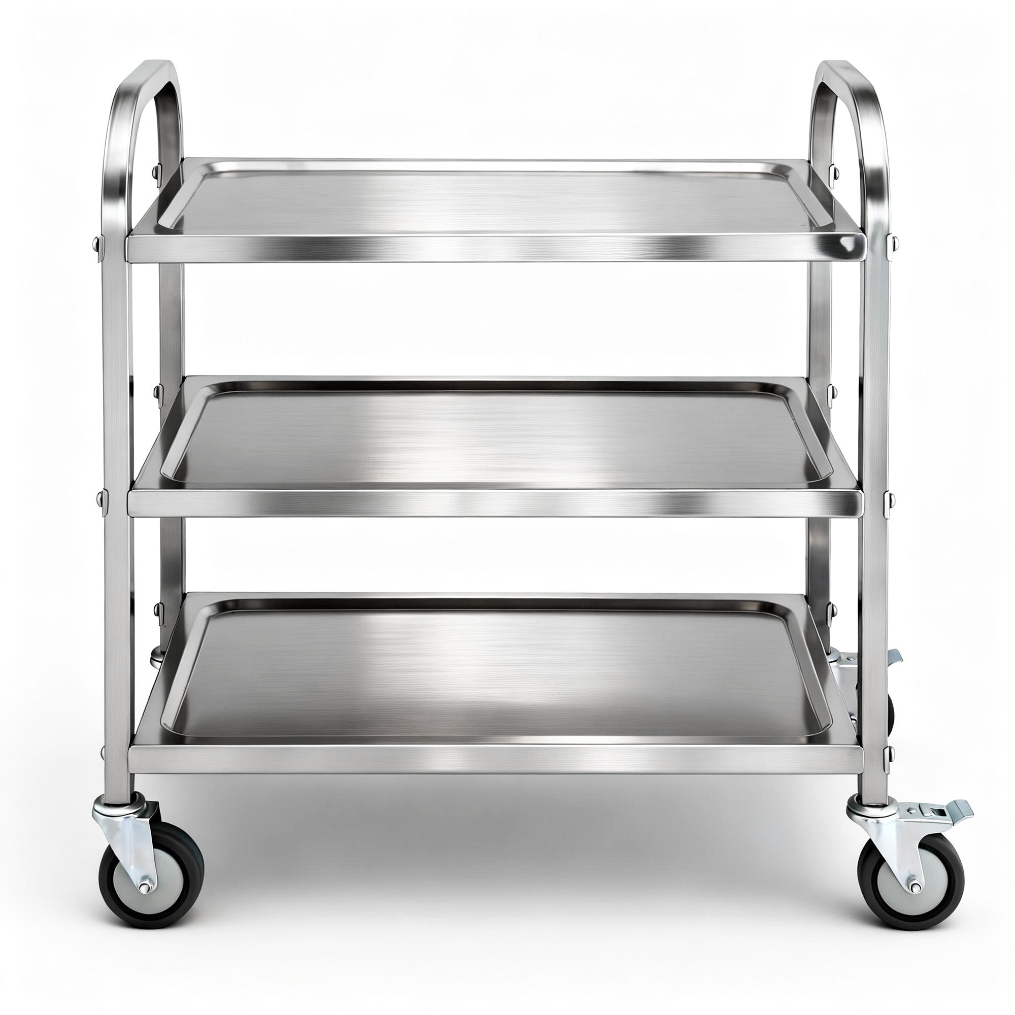 3-Tier Stainless Steel Kitchen Trolley with Wheels 89x50x83cm - Silver