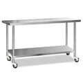 1829x610mm Stainless Steel Kitchen Bench with Wheels 304