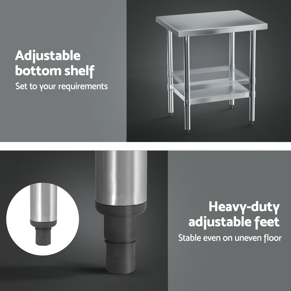 Stainless Steel Kitchen Bench Work Table 610 x760MM 430
