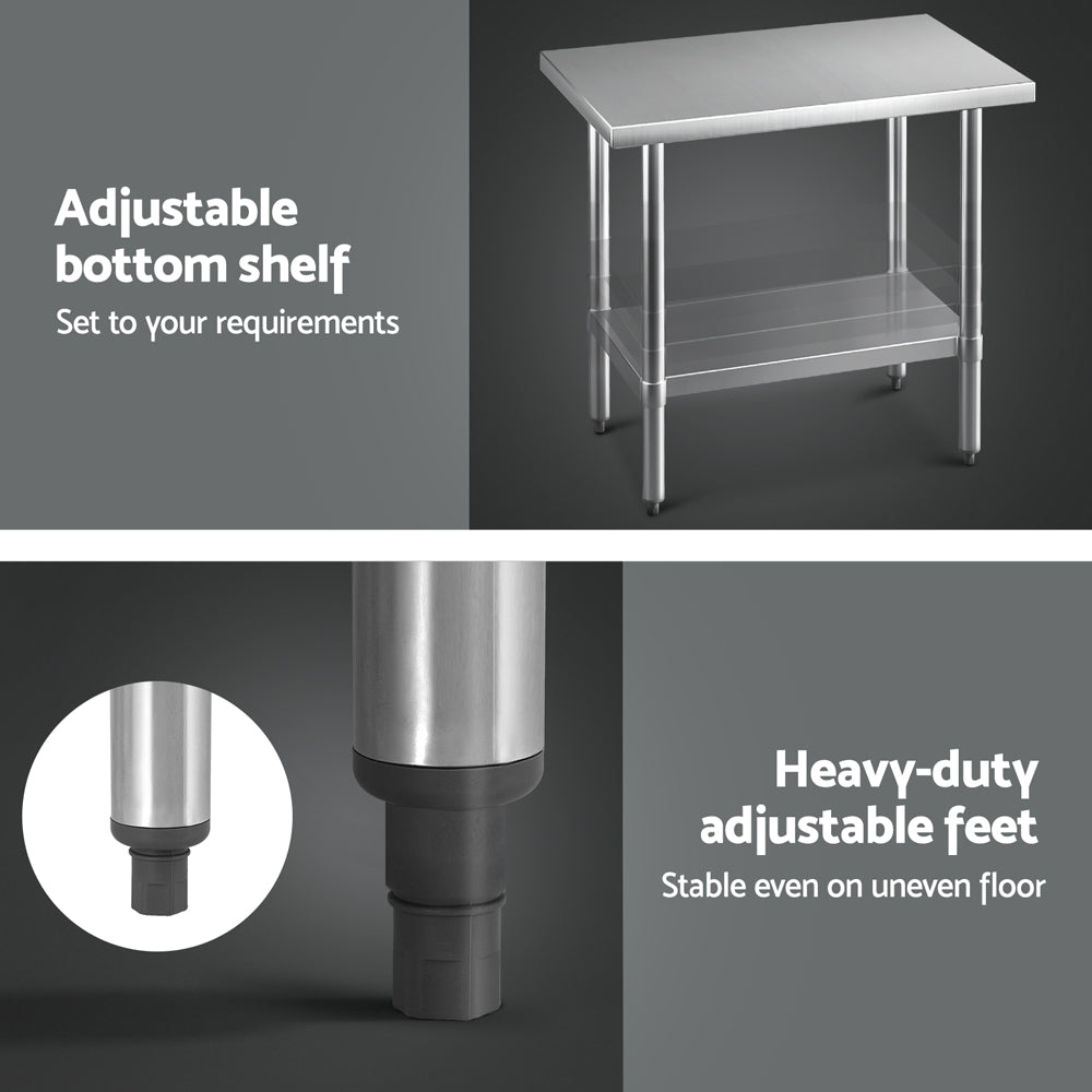 Stainless Steel Kitchen Benches Work Bench 910x610mm 430