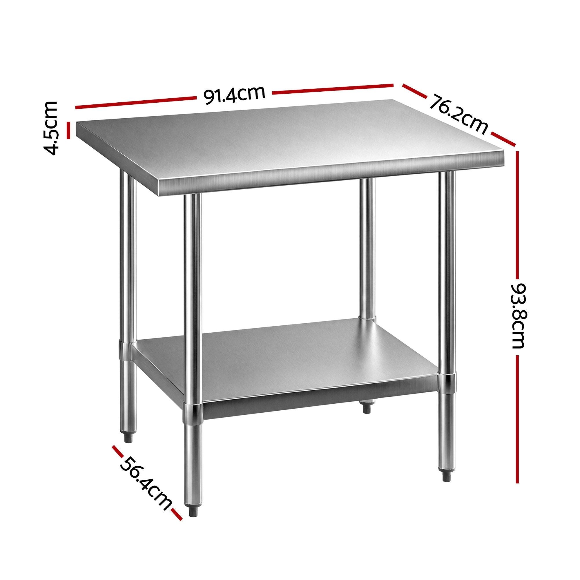 914x762mm Stainless Steel Kitchen Bench 430