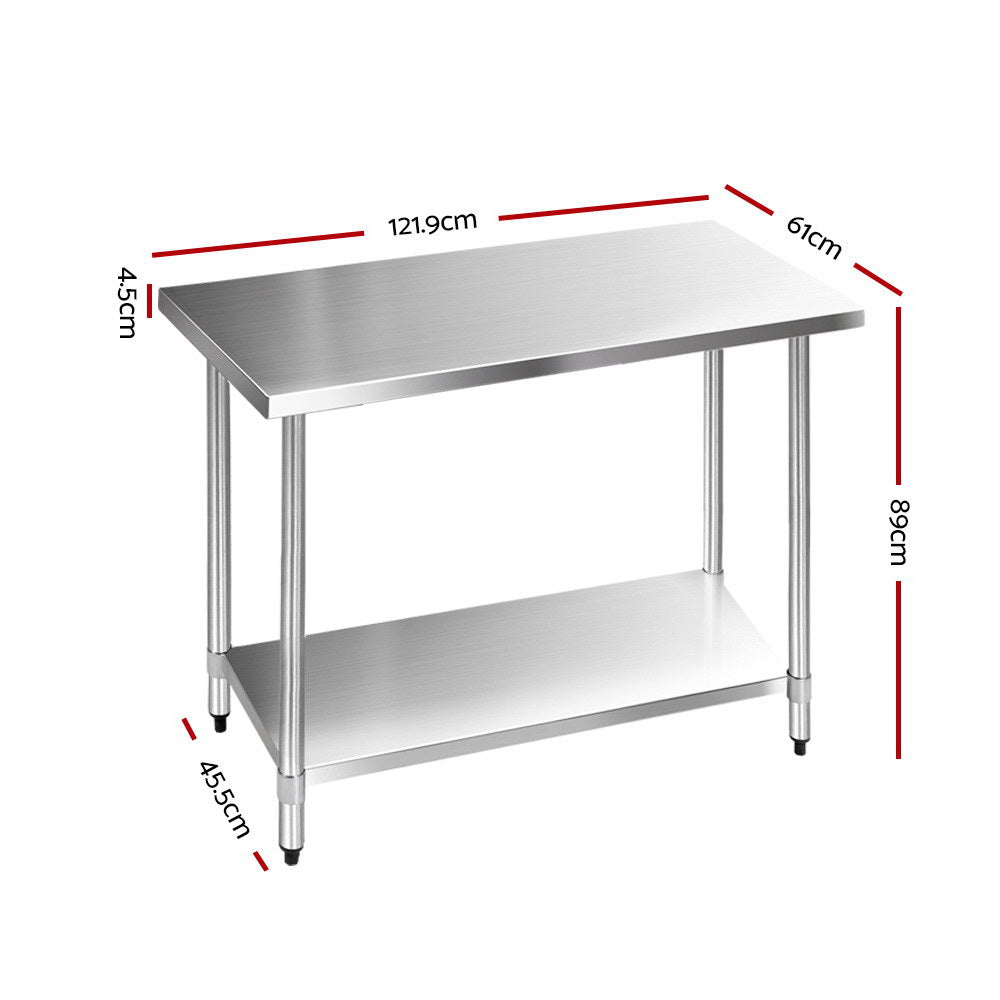 1219x610mm Stainless Steel Kitchen Bench 430